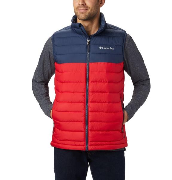 Columbia Powder Lite Vest Red Navy For Men's NZ52813 New Zealand